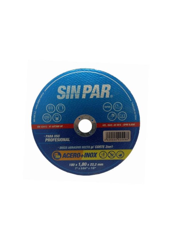 Disco abrasivo p/corte portatil 180×1.8×22.2mm  [UM 1u | 10 | 50u]