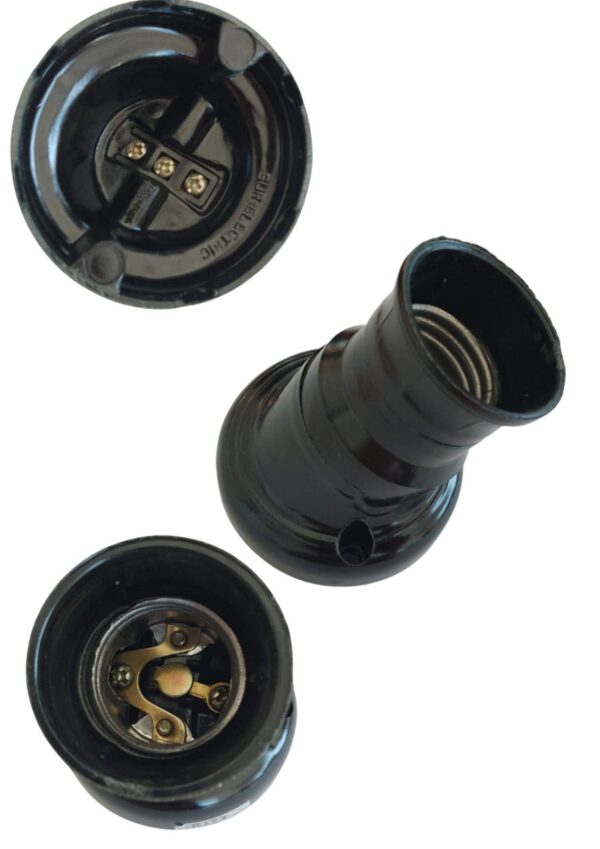 Portalamparas receptaculo curvo 3 piezas negro  [UM 1u | 100u]