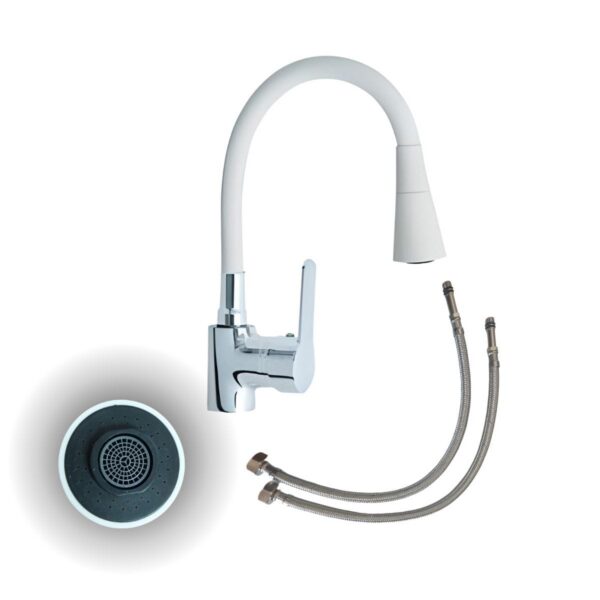 Griferia monocomando flexible cocina blanco  [UM 1u | 12u]