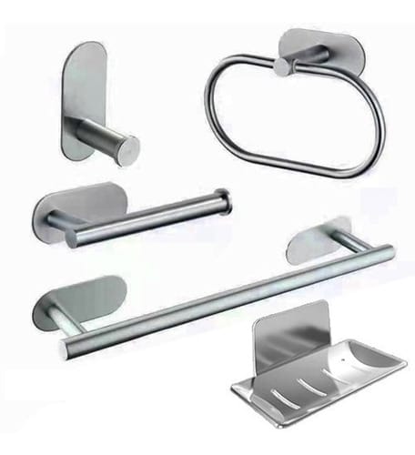 Set baño 5 piezas London color acero  [UM 1u | 10u]