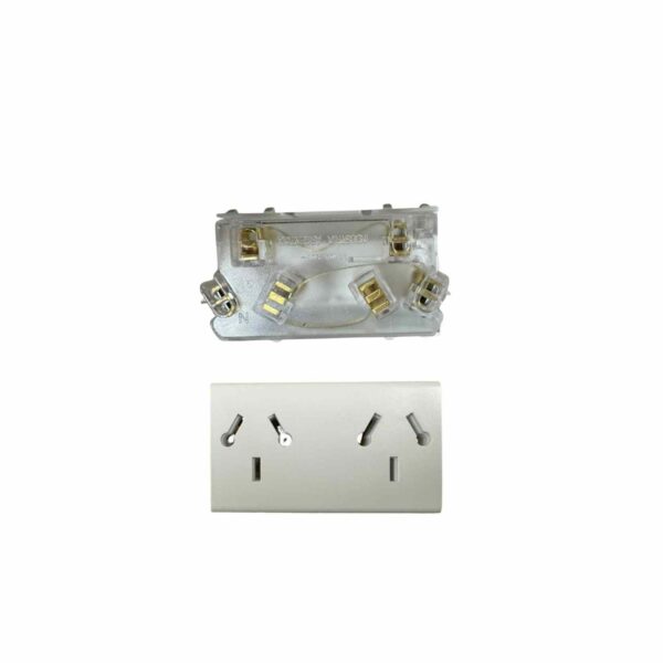 Tomacoriente doble 3 módulos 10 A (BI) blanco