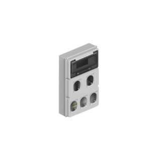 Caja IP65 p/12 polos DIN + dos módulos p/4 tomas encapsuladas - gris [UM 1u | 4u]