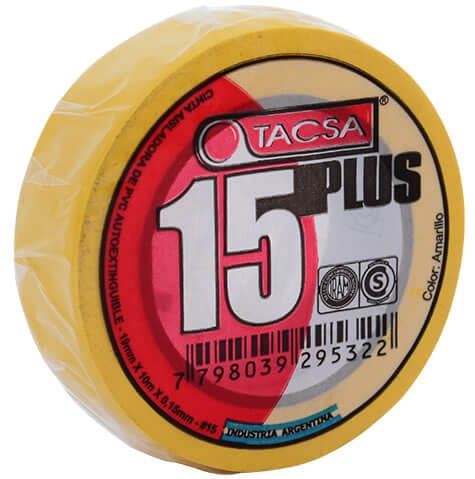 Cinta aisladora Tacsa plus amarilla 10mts  [UM 10u | 150u]