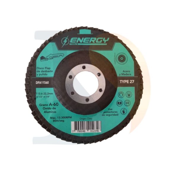 Disco flap p/acero y madera 115×22.2mm G60 Energy [UM 10u | 20u | 200u]