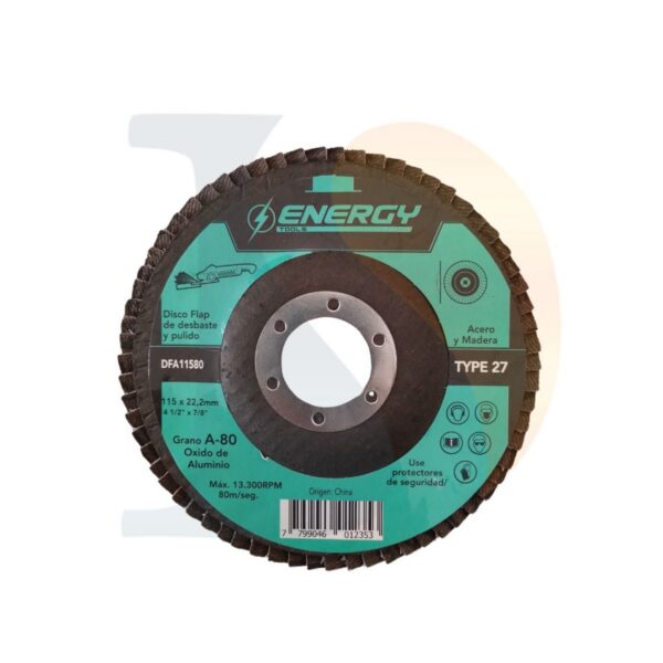 Disco flap p/acero y madera 115×22.2mm G80 Energy [UM 10u | 20u | 200u]