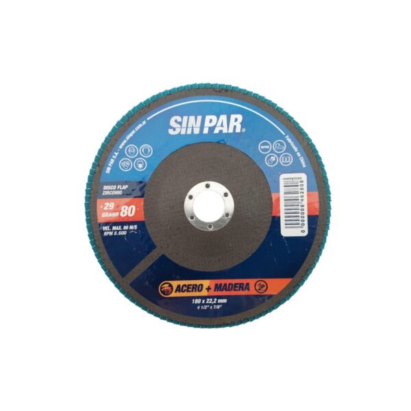 Disco flap zirconio 180×22.2mm G80  [UM 1u | 20u]