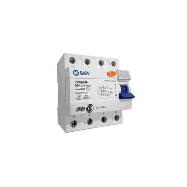 Disyuntor tetrapolar Baw 63a30ma «AC»  [UM 1u | 3u]