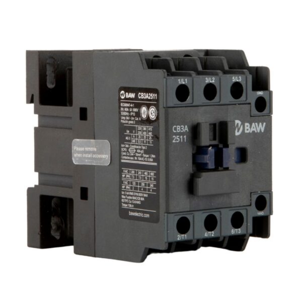 CONTACTOR TRIPOLAR BAW 11kW AC3 25A 1Na Bob:24VC#  [UM 1u]