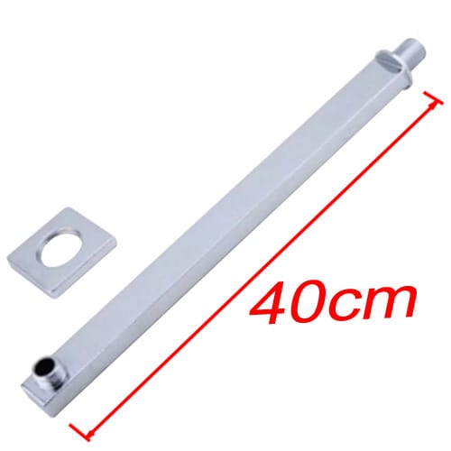 Brazo p/lluvia rectangular 40cm recto c/roseta cuadrada acero inoxidable  [UM 1u | 40u]