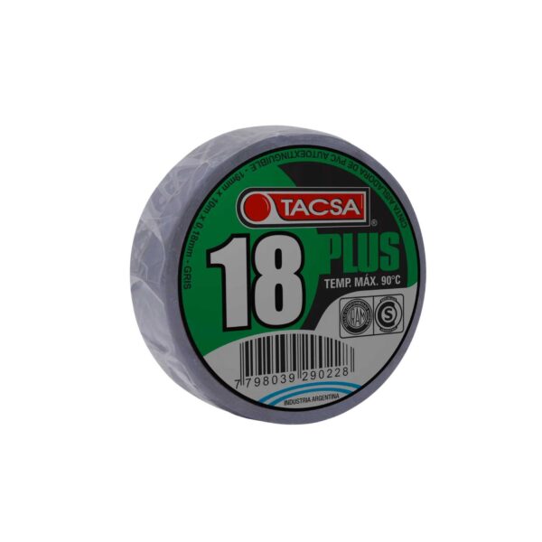 Cinta aisladora Tacsa profesional 10mts 18 plus Gris