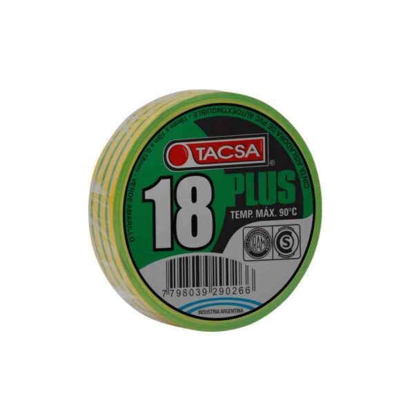 Cinta aisladora Tacsa profesional 10mts 18 plus Verde