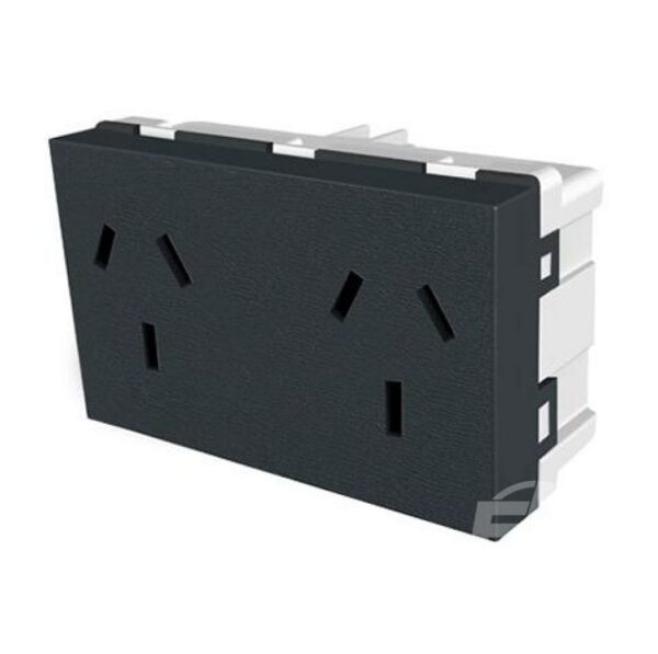 Modulo doble toma binorma apaisado negro Platinum [UM 10u | 30u | 180u]