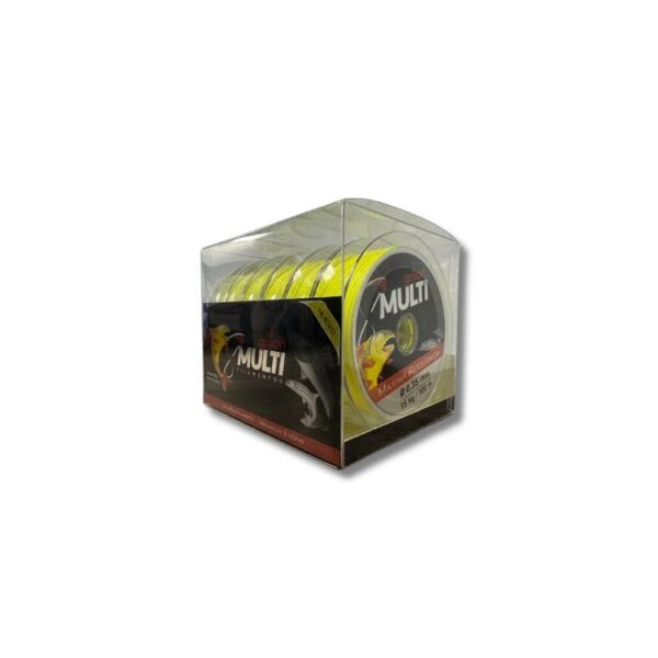 Multifilamento Grilon 8X p/pesca amarillo 0.30mm caja [UM 6u | 36u]